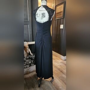 R & M Richards Elegant Black Lace Maxi Dress